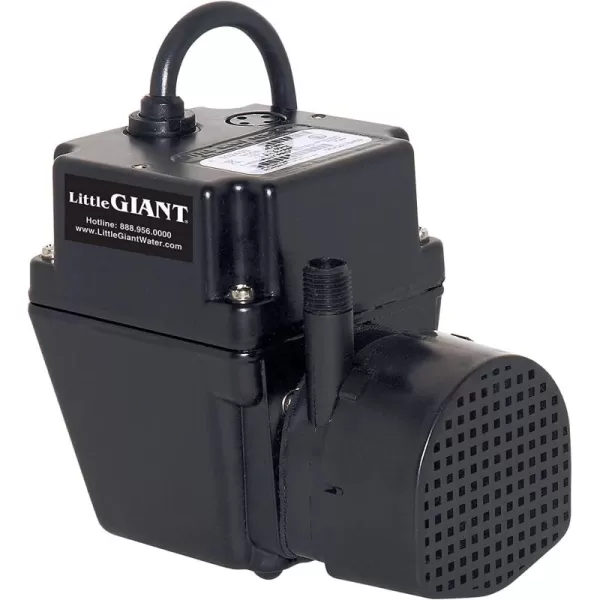 Little Giant 2E-38N In-line/Submersible 300 GPH, 1/40 HP, 115 Volt Manual Small Oil-filled Aluminum Pump with 6-ft. Cord, Black, 502403