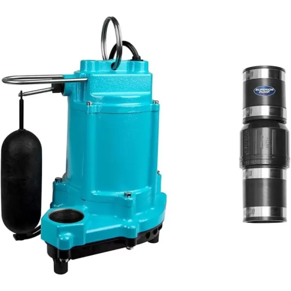 Little Giant 6EC-CIA-SFS 1/3 HP, 115-Volt, 3180 GPH Automatic Cast Iron Submersible Sump/Effluent Pump with Polypropylene Base, Integral Snap-Action Float Switch and 10-Ft. Cord, Blue, 506807