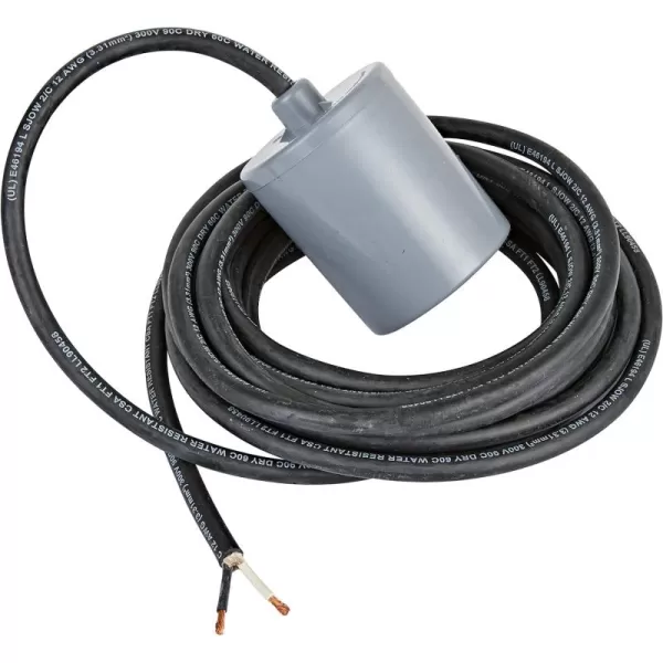 Little Giant RFSN-20, 120-250 Volts, Maximum 20-Amp - 1.5 HP, Pump Down Tethered Float Switch  for Pond, Sump, Sewage or Effluent Systems, 20-Ft Cord, Grey, 599318)