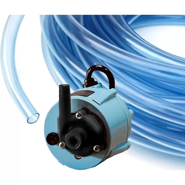 imageLittle Giant 501203 205 GPH 115Volt Manual Oil Filled Submersible or Inline Aluminum Direct Drive Pump Blue 142