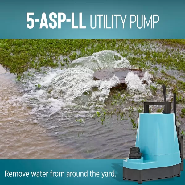 imageLittle Giant 5MSP 115Volt 16 HP 1200 GPH Aluminum Manual Utility Pump 10Ft Cord Blue 505000Low Level Automatic  115V  18 Cord