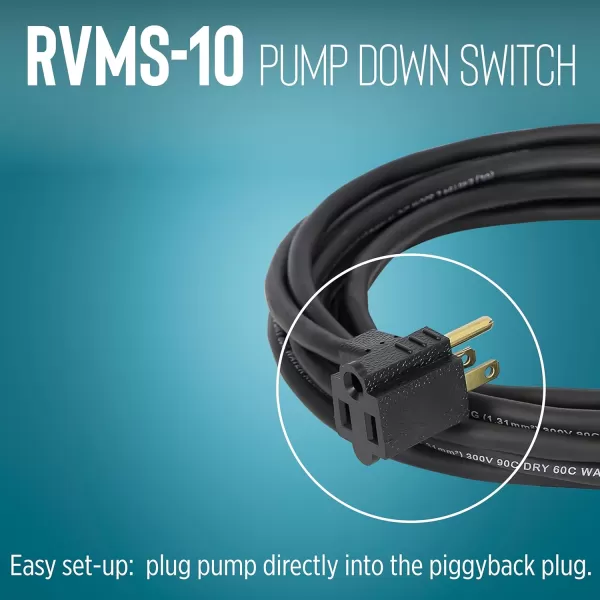 imageLittle Giant RVMS10 115Volt Piggyback Vertical Mechanical Pump Down Float Switch for Pumps up to 12 HP with 10ft Cord Black 599261