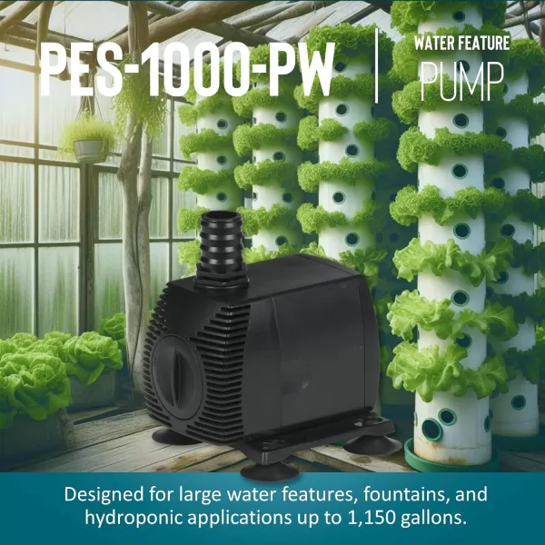 imageLittle Giant PES290PW 115Volt 300 GPH Magnetic Drive FountainPond Pump with 6Ft Cord Black 5667171150 Gallon  15ft cord