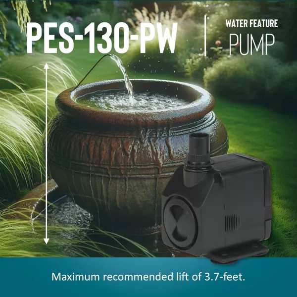 imageLittle Giant PES290PW 115Volt 300 GPH Magnetic Drive FountainPond Pump with 6Ft Cord Black 566717130 GPH  6ft cord