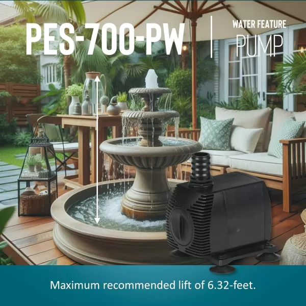 imageLittle Giant PES290PW 115Volt 300 GPH Magnetic Drive FountainPond Pump with 6Ft Cord Black 566717725 Gallon  15ft cord