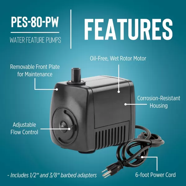 imageLittle Giant PES290PW 115Volt 300 GPH Magnetic Drive FountainPond Pump with 6Ft Cord Black 56671777 GPH  6ft cord