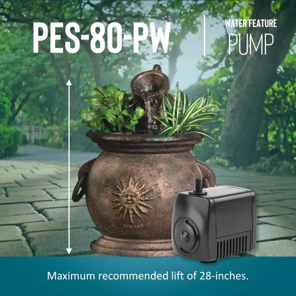 imageLittle Giant PES290PW 115Volt 300 GPH Magnetic Drive FountainPond Pump with 6Ft Cord Black 56671777 GPH  6ft cord