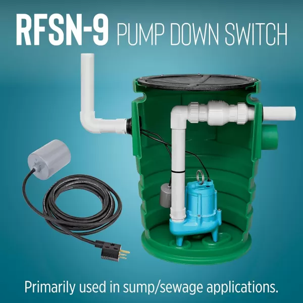 imageLittle Giant RFSN10 115Volt Maximum 13Amp  12 HP Pump Down Piggyback Tethered Float Switch for Pond Sump Sewage or Effluent Systems 20ft Cord Grey 59921015 Cord  230V Plug  Max 1 HP