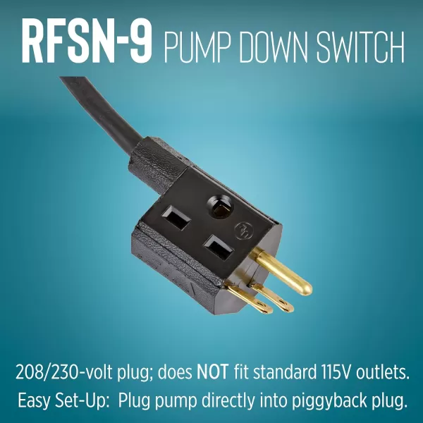 imageLittle Giant RFSN10 115Volt Maximum 13Amp  12 HP Pump Down Piggyback Tethered Float Switch for Pond Sump Sewage or Effluent Systems 20ft Cord Grey 59921015 Cord  230V Plug  Max 1 HP