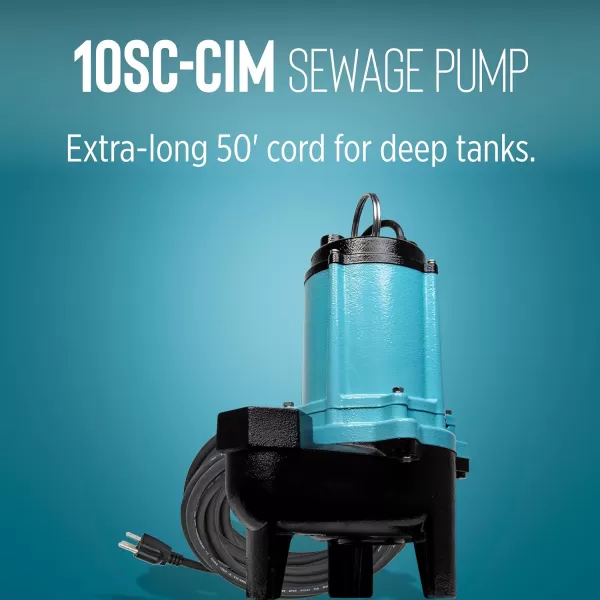 imageLittle Giant 10SCCIM 208230Volt 7200 GPH 12 HP Manual Cast Iron SewageEffluent Pump No Switch with 3inch FNPT Discharge and 20Ft Cord Blue 511436115V  2  50 Cord  No Switch