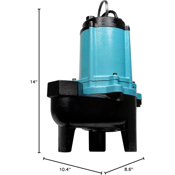 imageLittle Giant 10SCCIM 208230Volt 7200 GPH 12 HP Manual Cast Iron SewageEffluent Pump No Switch with 3inch FNPT Discharge and 20Ft Cord Blue 511436115V  2  20 Cord  No Switch