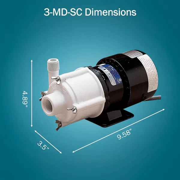 imageLittle Giant 115 Volt 112 HP 750 GPH 3MDSC NonSubmersible SemiCorrosive Chemical Magnetic Drive Pump 6Foot Cord with Plug BlackWhite 581503Packs