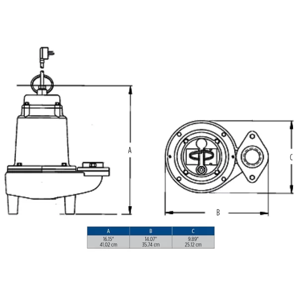 imageLittle Giant 14SCIM 115 Volt 12 HP 6000 GPH Manual Submersible Sewage Ejector Pump 20Foot Power Cord 3Inch Discharge Blue 514420