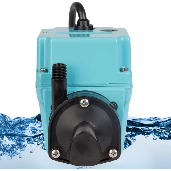 imageLittle Giant 2E38NY 230 Volt 300 GPH 140 HP Manual InlineSubmersible Small Oilfilled Aluminum Pump with 12ft Cord Plugless Blue 502216230Volt  12Ft Cord Plugless