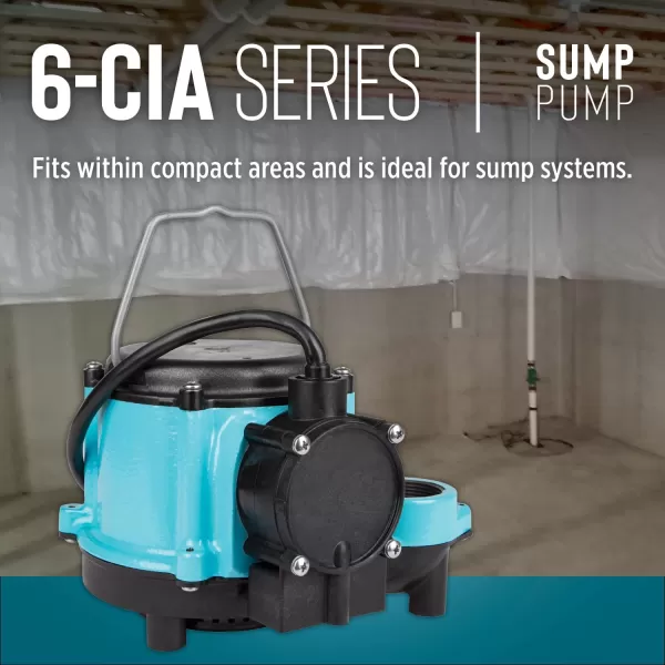 imageLittle Giant 6CIA 115 Volt 13 HP 2760 GPH Cast Iron Submersible Sump Pump with Extended Leg Kit and Integral Diaphragm Switch 10Ft Cord Blue 506162Cast Iron  115V  10 Cord  Integral Diaphragm Switch