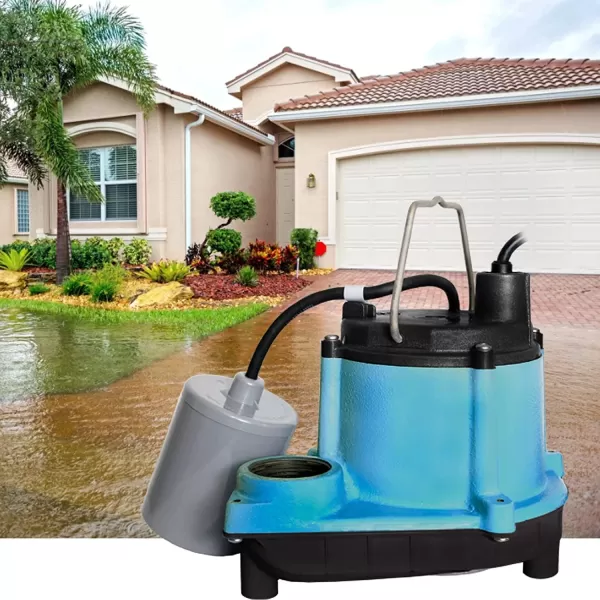 imageLittle Giant 6CIA 115 Volt 13 HP 2760 GPH Cast Iron Submersible Sump Pump with Extended Leg Kit and Integral Diaphragm Switch 10Ft Cord Blue 506162Cast Iron  115V  10 Cord  Piggyback Float