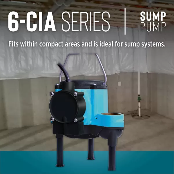 imageLittle Giant 6CIA 115 Volt 13 HP 2760 GPH Cast Iron Submersible Sump Pump with Extended Leg Kit and Integral Diaphragm Switch 10Ft Cord Blue 506162Cast Iron  115V  10 Cord  Integral Diaphragm Switch  Leg Kit