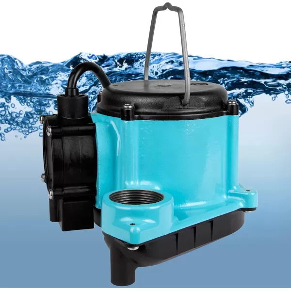 imageLittle Giant 6CIA 115 Volt 13 HP 2760 GPH Cast Iron Submersible Sump Pump with Extended Leg Kit and Integral Diaphragm Switch 10Ft Cord Blue 506162Cast Iron  115V  25 Cord  Integral Diaphragm Switch