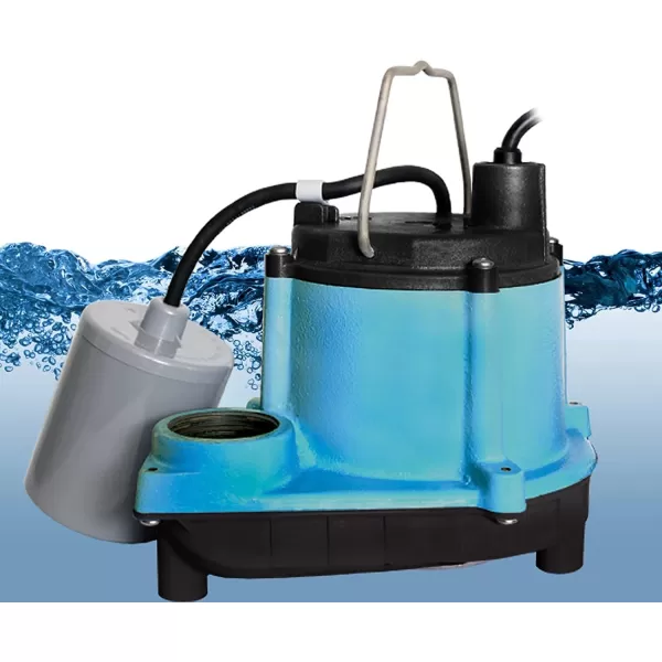 imageLittle Giant 6CIA 115 Volt 13 HP 2760 GPH Cast Iron Submersible Sump Pump with Extended Leg Kit and Integral Diaphragm Switch 10Ft Cord Blue 506162Cast Iron  115V  10 Cord  Piggyback Float