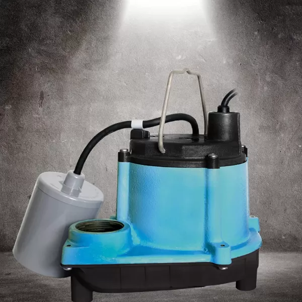 imageLittle Giant 6CIA 115 Volt 13 HP 2760 GPH Cast Iron Submersible Sump Pump with Extended Leg Kit and Integral Diaphragm Switch 10Ft Cord Blue 506162Cast Iron  115V  10 Cord  Piggyback Float