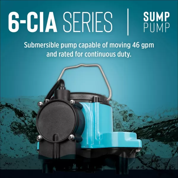 imageLittle Giant 6CIA 115 Volt 13 HP 2760 GPH Cast Iron Submersible Sump Pump with Extended Leg Kit and Integral Diaphragm Switch 10Ft Cord Blue 506162Cast Iron  115V  10 Cord  Integral Diaphragm Switch