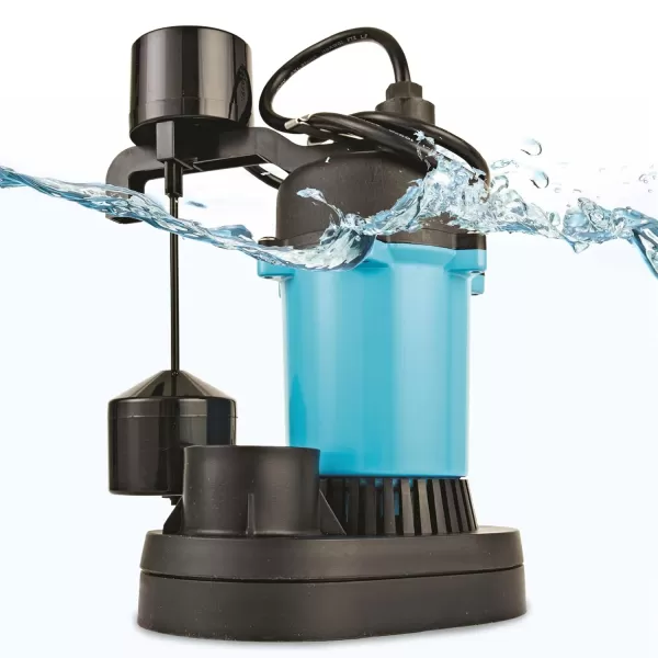 imageLittle Giant BSP33V 13 HP 115 Volt 2880 GPH Automatic Submersible Epoxy Coated Cast Aluminum Sump Pump with Piggyback Vertical Switch and 8Ft Cord Blue 506251