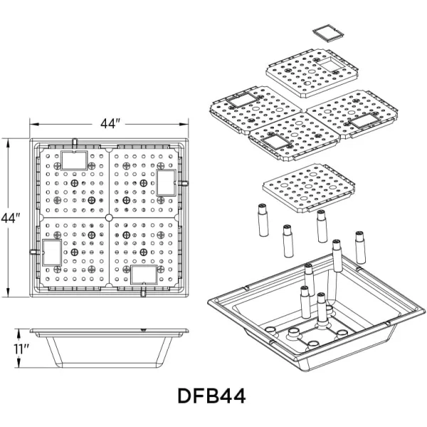 imageLittle Giant DFB44 44Inch Disappearing Water Fountain Basin Supports Up to 3000 lbs Black 566558