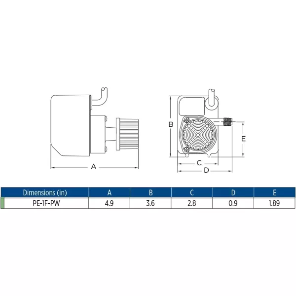 imageLittle Giant PE1FPW 115 Volt 1125 HP 170 GPH Submersible Direct Drive Fountain Pump with 15Ft Cord Black 56660815Ft Cord