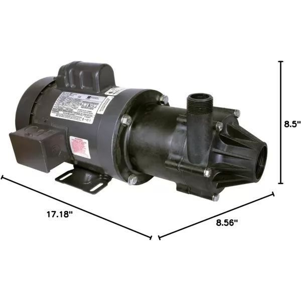 imageLittle Giant TE3MDHC 230 Volt 120 HP 585 GPH NonSubmersible Highly Corrosive Chemical Transfer Magnetic Drive Pump 6Ft Power Cord Plugless Black 581614115230 Volt  3180 GPH