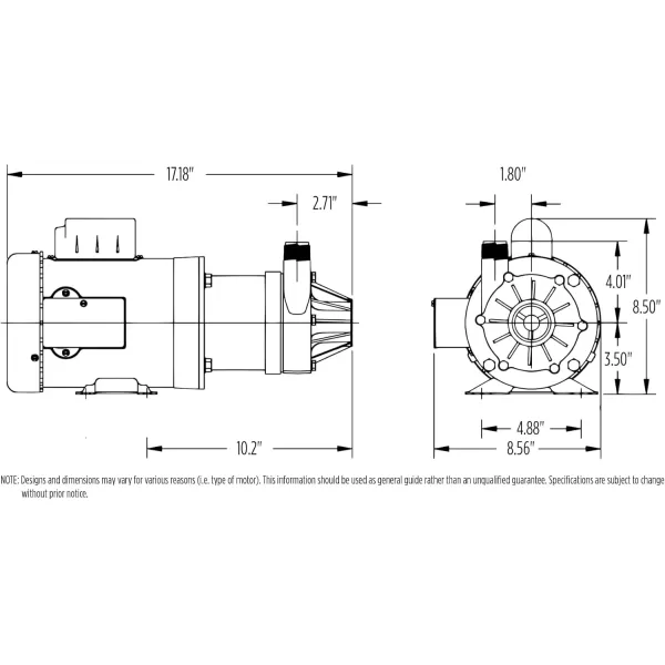 imageLittle Giant TE3MDHC 230 Volt 120 HP 585 GPH NonSubmersible Highly Corrosive Chemical Transfer Magnetic Drive Pump 6Ft Power Cord Plugless Black 581614115230 Volt  3180 GPH