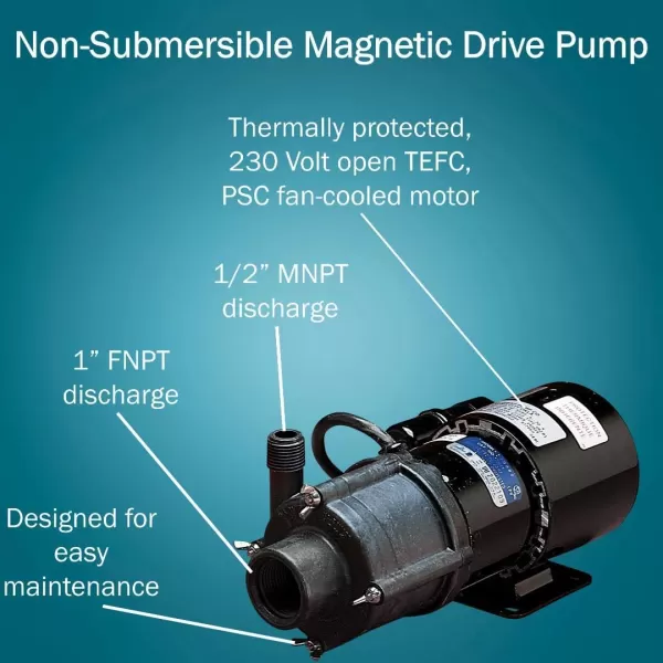 imageLittle Giant TE3MDHC 230 Volt 120 HP 585 GPH NonSubmersible Highly Corrosive Chemical Transfer Magnetic Drive Pump 6Ft Power Cord Plugless Black 581614230 Volt  840 GPH