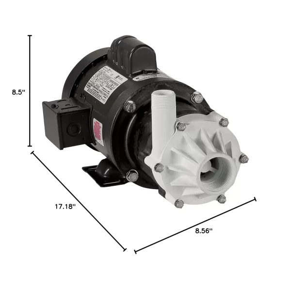 imageLittle Giant TE5MDSC 115230Volt 5060 Hz 110 HP 1200 GPH Magnetic Drive Non Submersible Mildly Corrosive Chemical Transfer Pump 6Foot Power Cord with Separate Plug BlackWhite 5845043180 GPH field wired