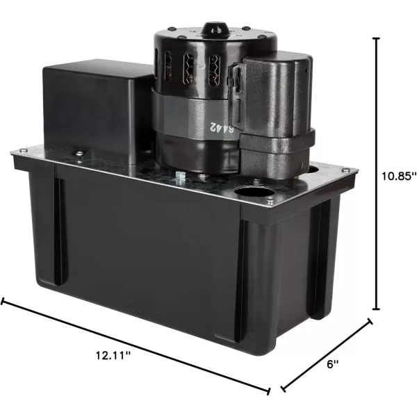 imageLittle Giant VCL24ULS 115 Volt 118 HP 270 GPH Automatic Condensate Removal Pump with 1Gallon Tank and Safety Switch 6Ft Cord Black 553201115Volt 450 GPH