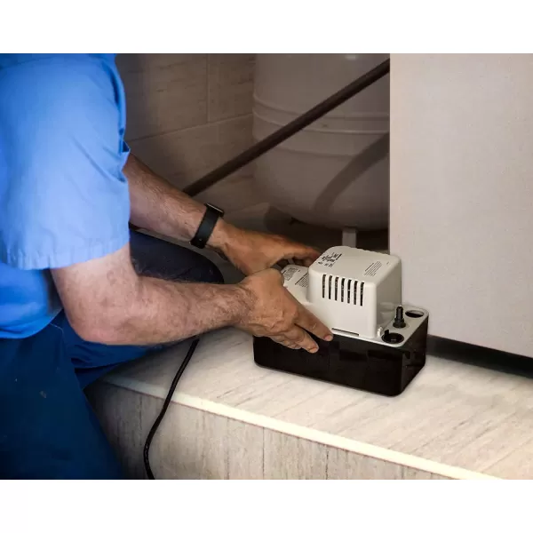 imageLittle Giant VCMA15ULST 115 Volt 65 GPH 150 HP Automatic Condensate Removal Pump with Safety Switch and Tubing BlackWhite 554415Includes Safety SwitchTubing