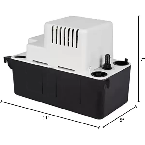 imageLittle Giant VCMA15ULST 115 Volt 65 GPH 150 HP Automatic Condensate Removal Pump with Safety Switch and Tubing BlackWhite 554415Includes Safety SwitchTubing