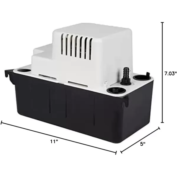imageLittle Giant VCMA15ULST 115 Volt 65 GPH 150 HP Automatic Condensate Removal Pump with Safety Switch and Tubing BlackWhite 554415Includes Safety Switch