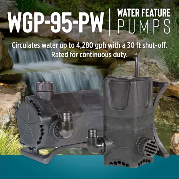 imageLittle Giant WGP95PW 115 Volt 4280 GPH Dual Discharge Direct Drive Submersible Waterfall and Pond Pump Black 5664074280 GPH 700 Watts