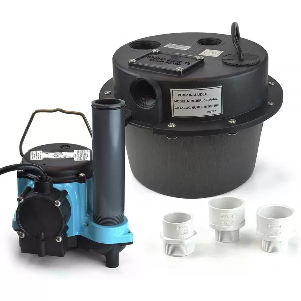 imageLittle Giant WRSC6 115Volt 13 HP 2760 GPH Compact Under Sink Drainosaur Automatic Sump PumpBasin System with 10Ft Cord BlackBlue 50606515