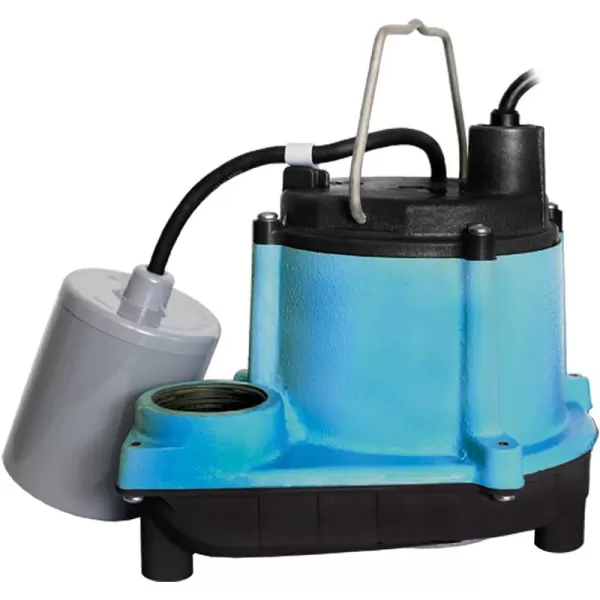 imageLittle Giant 6CIA 115 Volt 13 HP 2760 GPH Cast Iron Submersible Sump Pump with Extended Leg Kit and Integral Diaphragm Switch 10Ft Cord Blue 506162Cast Iron  115V  10 Cord  Piggyback Float