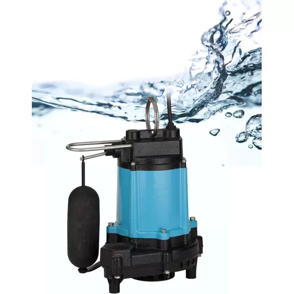 imageLittle Giant 10ECCIASFS 115Volt 12 HP 4020 GPH Automatic Cast Iron SumpEffluent Pump with polypropylene base integrated snapaction float switch and 10ft cord Blue 510803