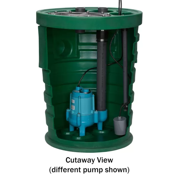 imageLittle Giant 10SF2V2D Pit Plus SR Sewage Basin System with 115Volt 12 HP 7200 GPH 10SCCIM Sewage Pump and 20Ft Cord GreenBlueBlack 511661