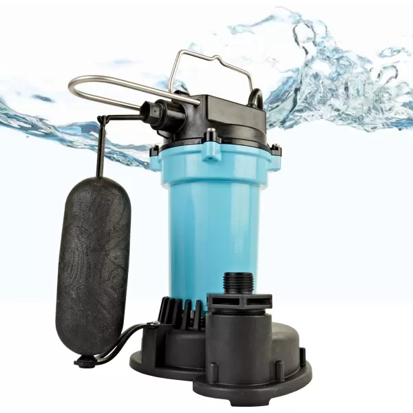 imageLittle Giant 55ASPA 115Volt 2100 GPH 14 HP Automatic Aluminum Sump Pump with SnapAction Float Switch and 10Ft Cord Blue or Black 505702