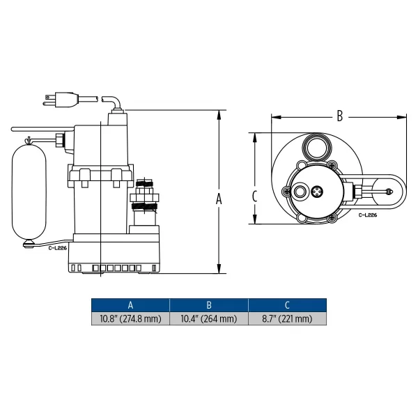 imageLittle Giant 55ASPA 115Volt 2100 GPH 14 HP Automatic Aluminum Sump Pump with SnapAction Float Switch and 25Ft Cord Blue or Black 505703