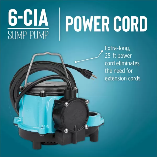 imageLittle Giant 6CBA 115Volt 13 HP 2760 GPH Automatic Submersible Epoxy Impregnated Cast Bronze Sump Pump for SaltyBriny Water Conditions with Integral Diaphragm Switch 10 Cord Bronze 506357Cast Iron  115V  25 Cord  Integral Diaphragm Switch  Leg Kit