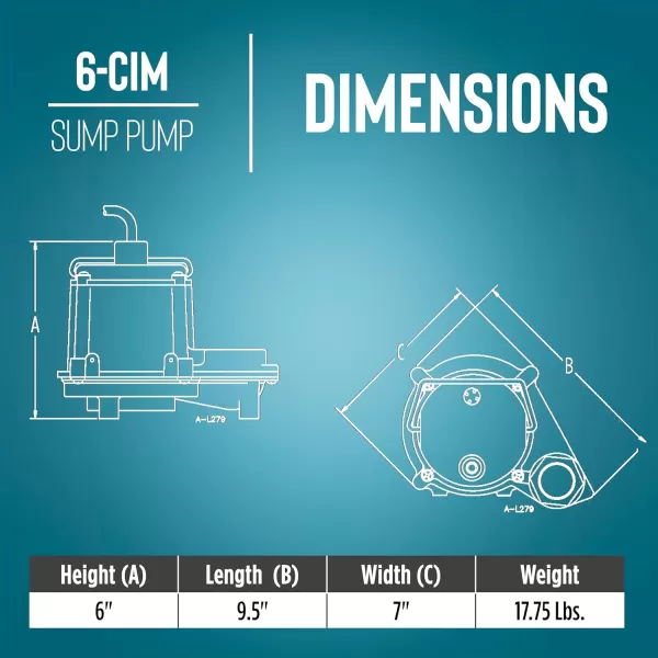 imageLittle Giant 6CBA 115Volt 13 HP 2760 GPH Automatic Submersible Epoxy Impregnated Cast Bronze Sump Pump for SaltyBriny Water Conditions with Integral Diaphragm Switch 10 Cord Bronze 506357Cast Iron  230V  12 Leads  Manual