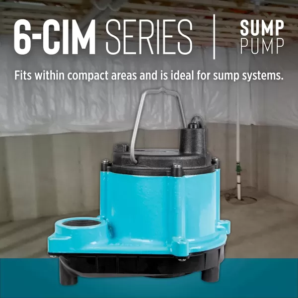 imageLittle Giant 6CIMR 115Volt 13 HP 2750 GPH Manual Submersible SumpUtility Pump with 25Ft Cord Blue 506274Pump