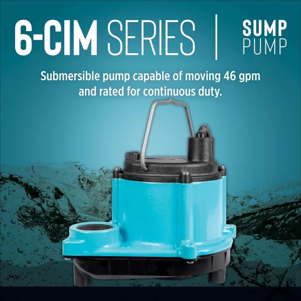 imageLittle Giant 6CIMR 115Volt 13 HP 2750 GPH Manual Submersible SumpUtility Pump with 25Ft Cord Blue 506274Pump