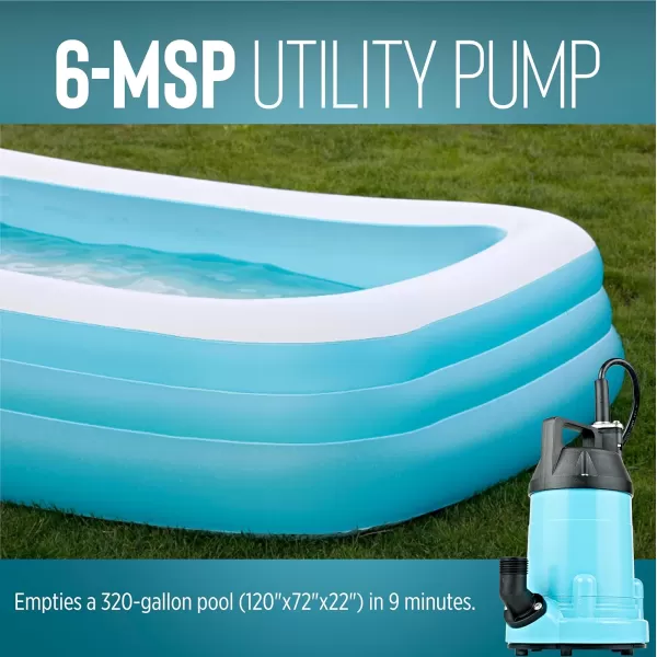 imageLittle Giant 6MSP 115 Volt 13 HP 2130 GPH Manual Aluminum Utility Pump with 10Ft Cord Blue 14942783