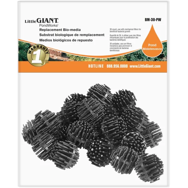 imageLittle Giant BM30PW Biological Media Balls 30 Count for Pond Filtration Systems Skimmers and Waterfall Filters Black 566112