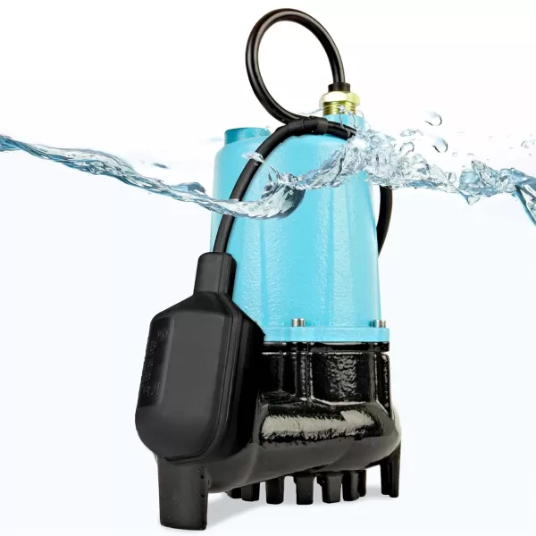 imageLittle Giant BSC33V 13 HP 115 Volt 3000 GPH Automatic Submersible Cast Iron SumpEffluent Pump with Piggyback Vertical Float Switch and 10Ft Cord Blue 506254506256